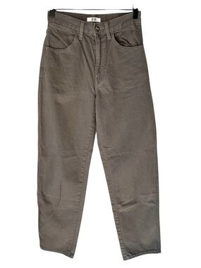UNIQLO U Khaki Gray Barrel Leg Baggy High Rise Jeans Sz 0